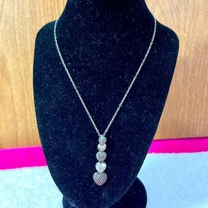 SS Marcasite and CZ 5-Heart Necklace
